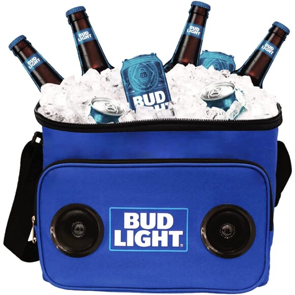 Bud Light Cooler With Built in Bluetooth Speakers Leakproof 24 Can Capacity - Picture 1 of 14